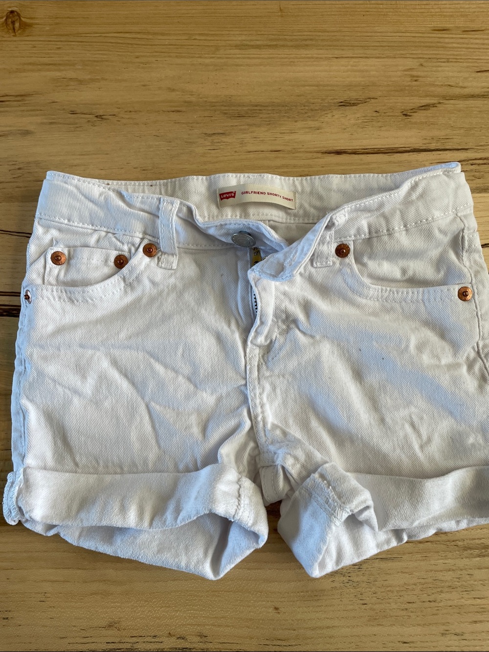 Levi's White Girls’ Rolled Hem Denim Shorts